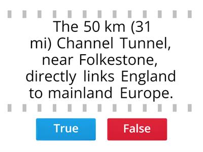 Geography of England (True or False)