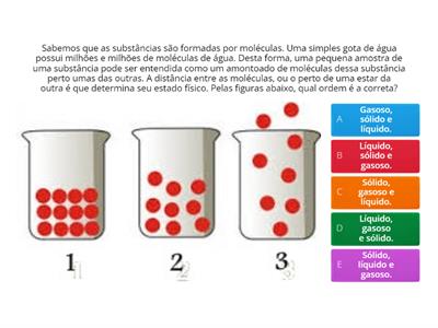  Estado físico da matéria.