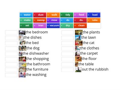 Household chores matching words