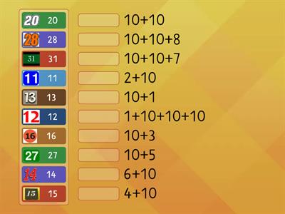 Clasa pregatitoare- numere de la 0 la 31, descompunere in zeci si unitati. Potriveste cartonasele!