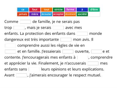 Haythorne French Missing word parents p83 ex 6 part 2
