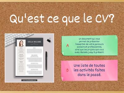 Évaluation diagnostique sur le CV et la lettre de motivation.