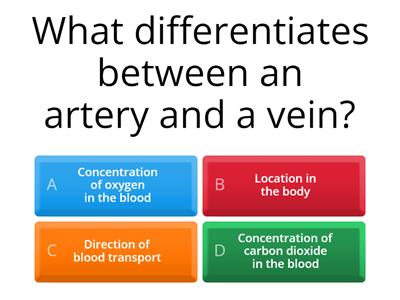 Blood vessels quiz