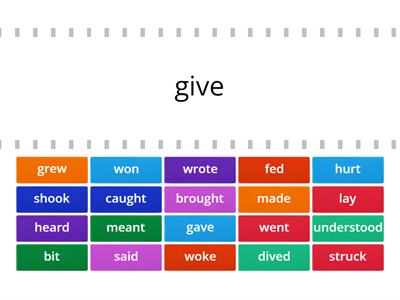 Irregular past tense verbs Find the match