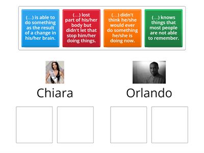 Complete the sentences with the correct name Chiara or Orlando