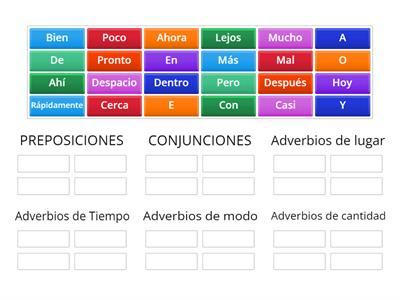 Preposiciones, conjunciones y adverbios