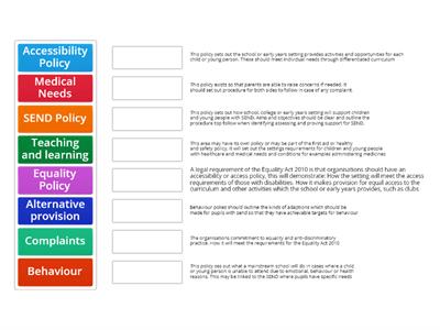 Policies and procedures that support children and youn people with SEND