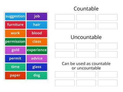 Countable/Uncountable nouns 1