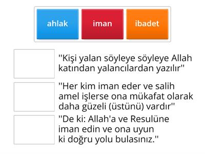 iman, ibadet, ahlak