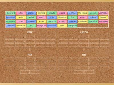 Collocations with KEEP, TELL, CATCH, PAY