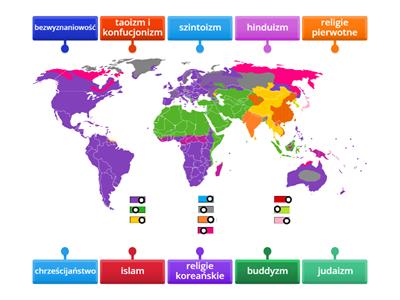 Religie świata. Demografia. Uzupełnij legendę mapy