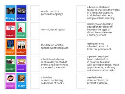 Spellings Week 28 - Matching up activity