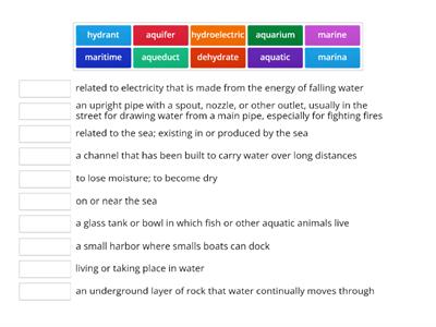 Greek and Latin Roots - hydr, aqua/aqu, mar/mer