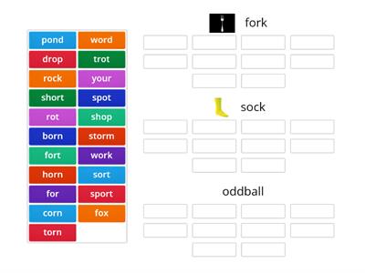 SORT: SHORT O or OR (r-influenced vowels) [wtw 7.28 alphabetic spellers]