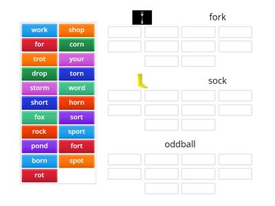 SORT: SHORT O or OR (r-influenced vowels) [wtw 7.28 alphabetic spellers]
