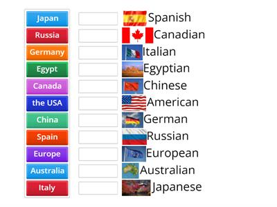 Match up Nationalities