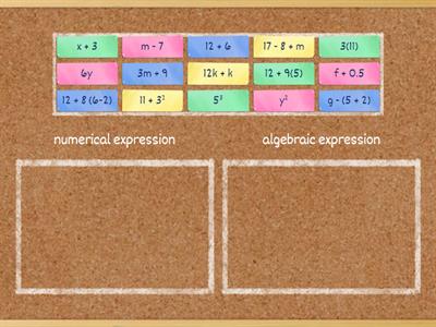 Algebra Vocabulary: Numerical Expression/Algebraic Expression