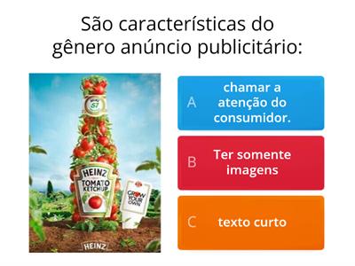 QUIZ GÊNERO ANÚNCIO PUBLICITÁRIO