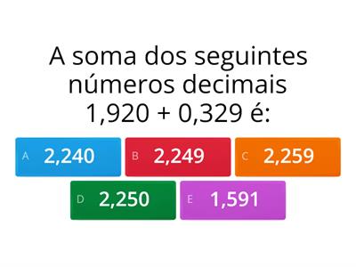 Adição e subtração com números decimais - 3º bimestre