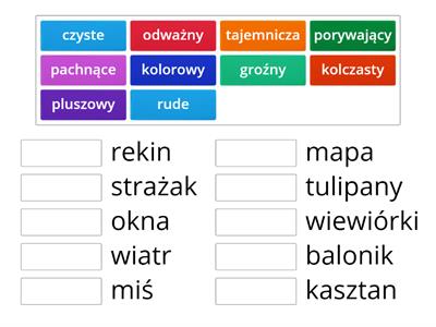 Części mowy  (rzeczowniki i przymiotniki)