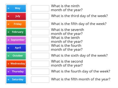 REVISION OF ORDINAL NUMBERS, MONTHS OF THE YEAR AND DAYS OF THE WEEK (2)