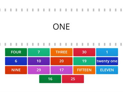  Matching numbers and words to 30