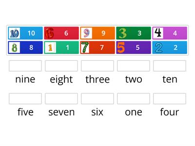 Matching numbers and number words 1-10
