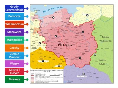Mapka - regiony i sąsiedzi Polski