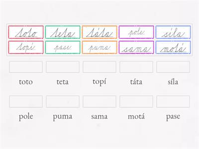 Tiskací x psací slova (p, s, t) - přiřazuj