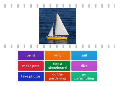 Match the pictures with the indoor and outdoor activities. 1