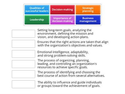 Matching- key concepts