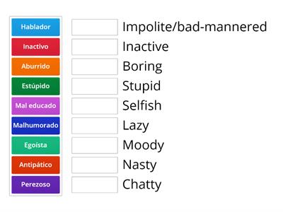 S2 Spanish - Negative personality adjectives 