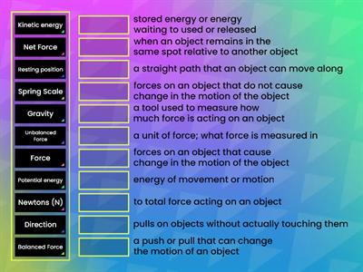 Changes in  Force and Motion Vocabulary
