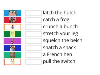 3.9 Catch Lunch picture match up (student reads phrase out loud, then matches picture)