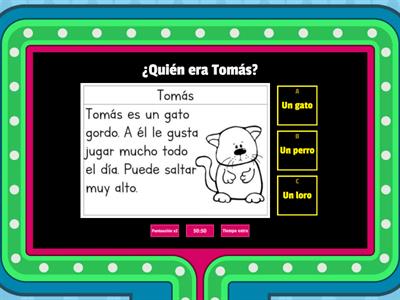 Comprensión de lectura "Tomás"