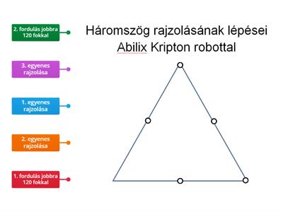 Háromszög rajzolásának lépései Abilix Kripton robottal