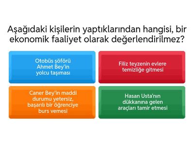 5.Sınıf Sosyal Bilgiler Üretim, Dağıtım ve Tüketim Ünitesi Etkinliği-1