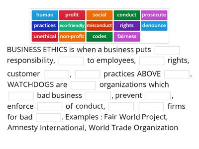 Business Ethics definitions