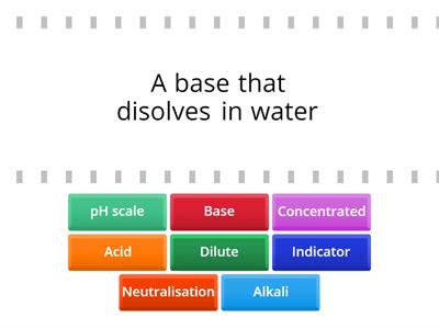 Acids and Bases match the definitions 