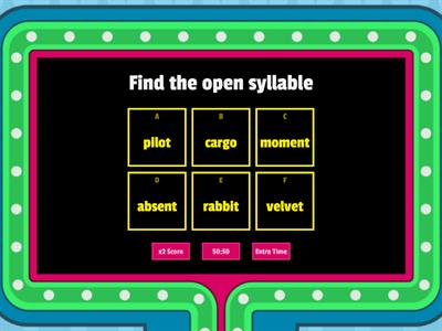Open closed syllable quiz