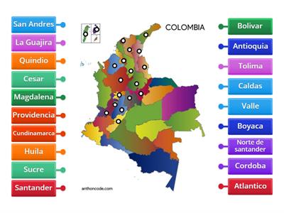 Departamentos de la region andina y caribe de colombia