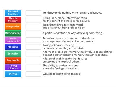 GLR - Matching Activity - Leadership Vocabulary I4+