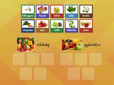 zöldség-gyümölcs csoportosítás