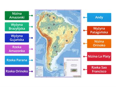 Ameryka Południowa - mapa fizyczna