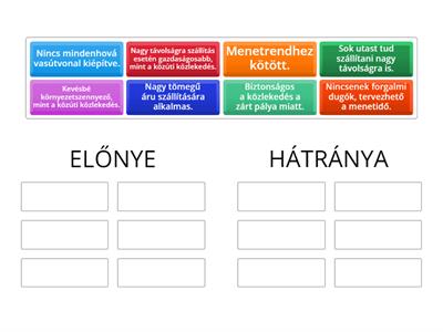 A vasúti közlekedés előnye, hátránya