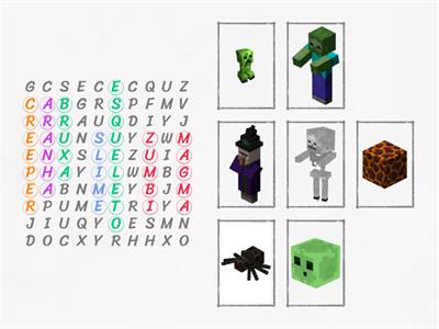 Caça-Palavras - Monstros do Minecraft