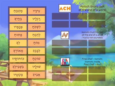 Can you organise Hebrew words with different endings into groups? mrszegze