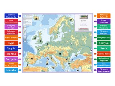 Europa- wyspy, półwyspy, cieśniny