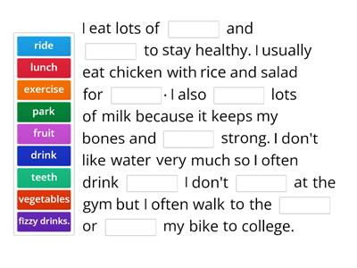 E2 Healthy lifestyle text