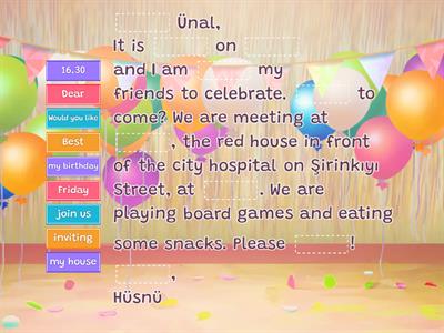 Fill In The Blanks Activity For Birthday Party Invitation ÇÇ